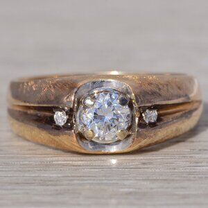 Men's Natural Diamond Engagement Ring in Yellow Gold